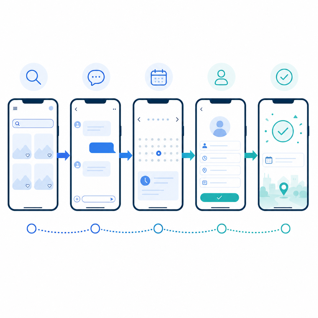 スマホ画面から問い合わせへつながる導線のイメージ